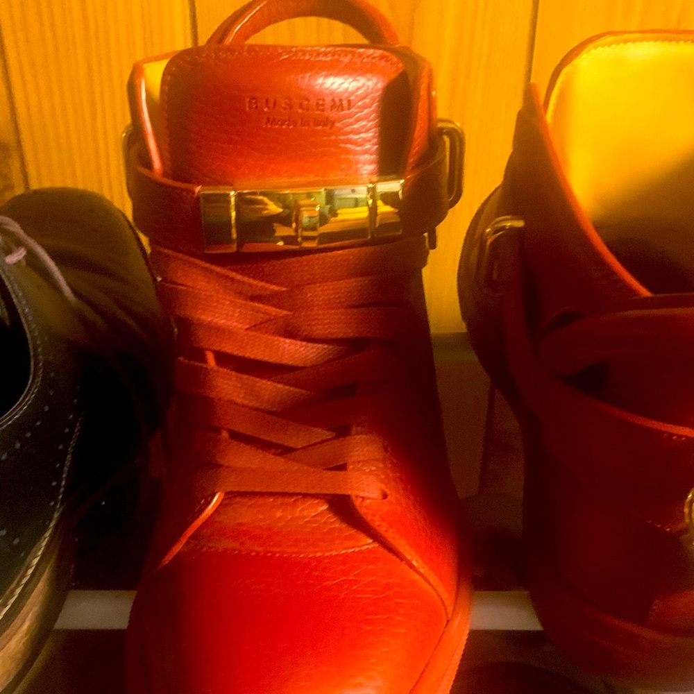 Buscemi high top lock detail sneakers Red.  Authentic.